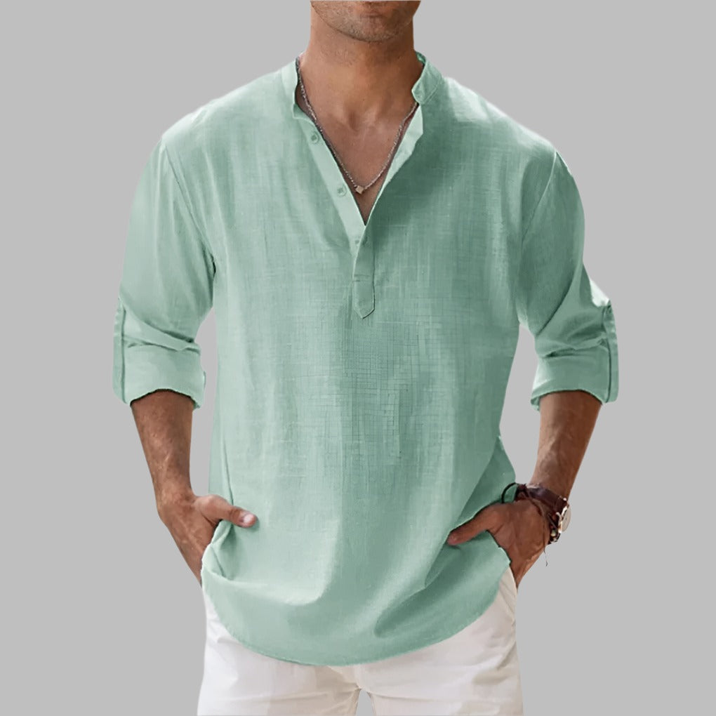 Long Sleeve Henley Shirt - Green