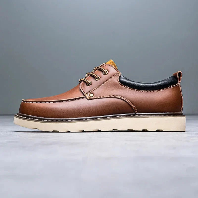 Men's Leather Moc-Toe Derby Shoes