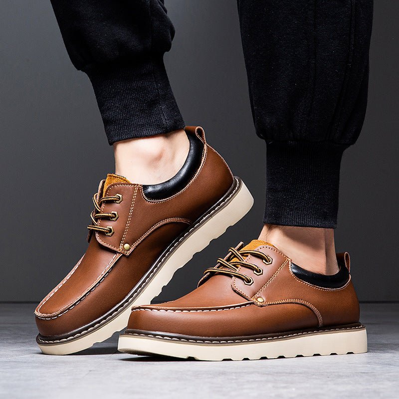 Men's Leather Moc-Toe Derby Shoes
