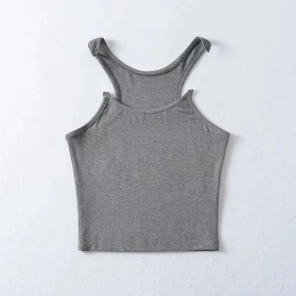 Women's Cropped Tank Top - Gray