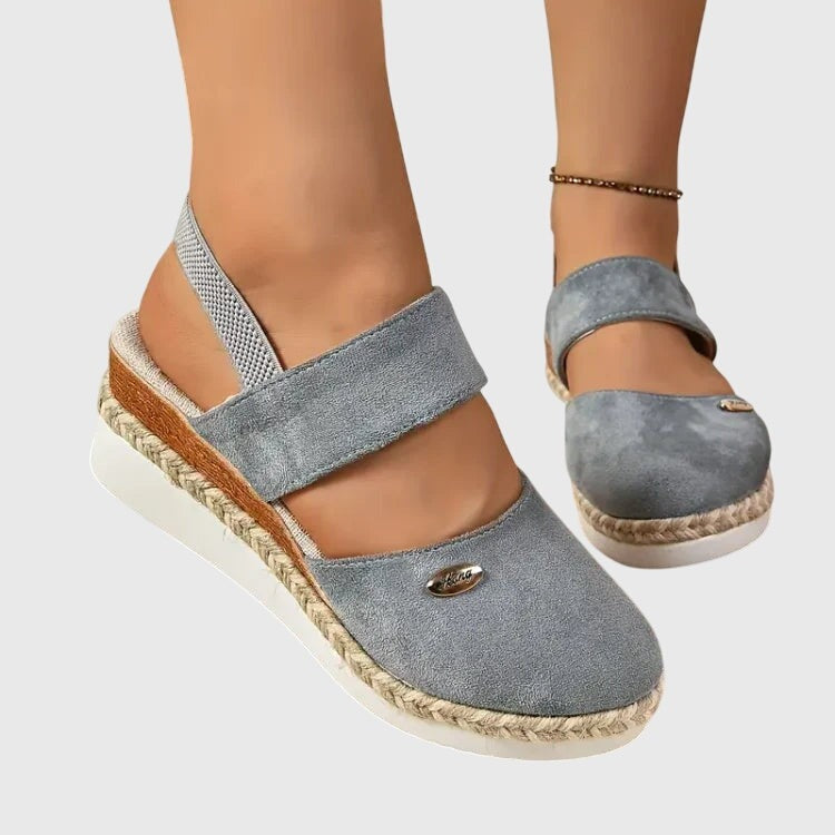 Espadrille Wedge Sandals - Gray