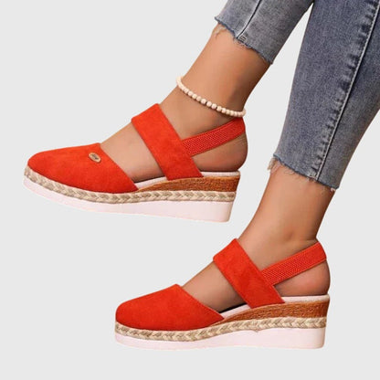 Espadrille Wedge Sandals - Orange