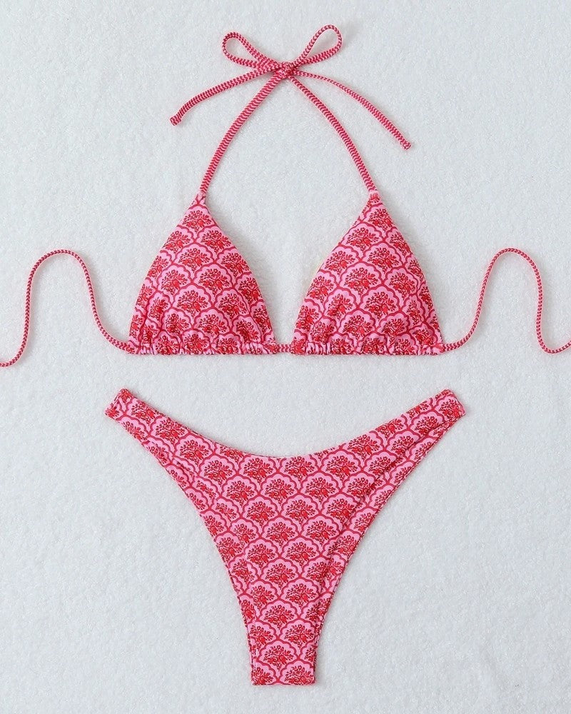 Printed Bikini Set - Red