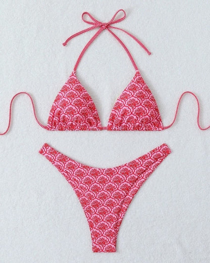 Printed Bikini Set - Red