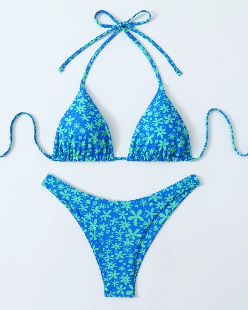 Printed Bikini Set - Blue