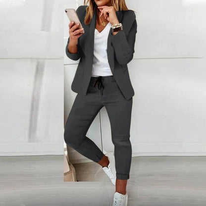 Blazer Pants Two Piece Set - Dark Gray