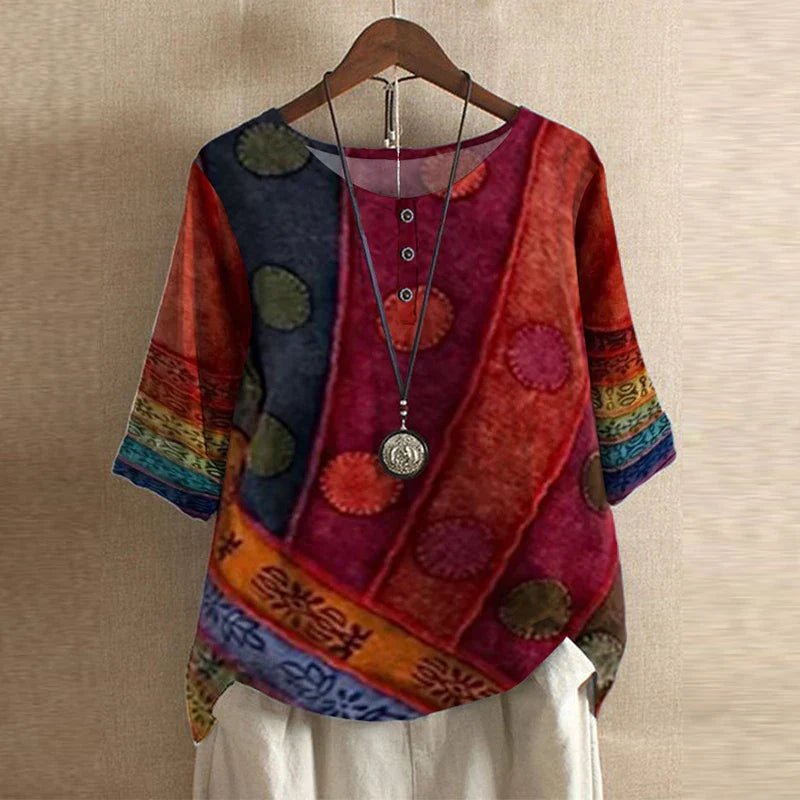 Women's Oversized Floral Blouse - Red