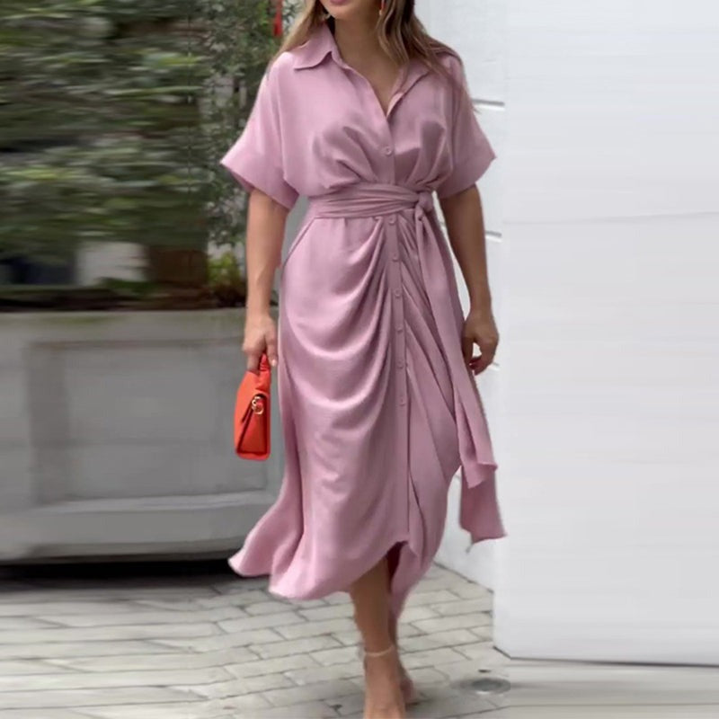 Floral Print Shirt Dress - Pink