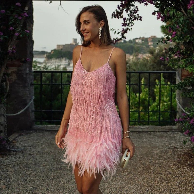 Women's Sequin Fringe Mini Dress