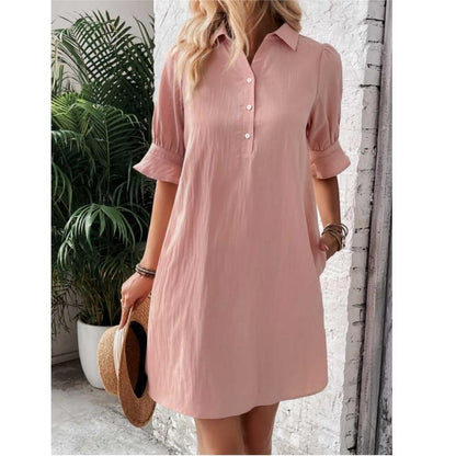 Casual Shirt Dress - Pink
