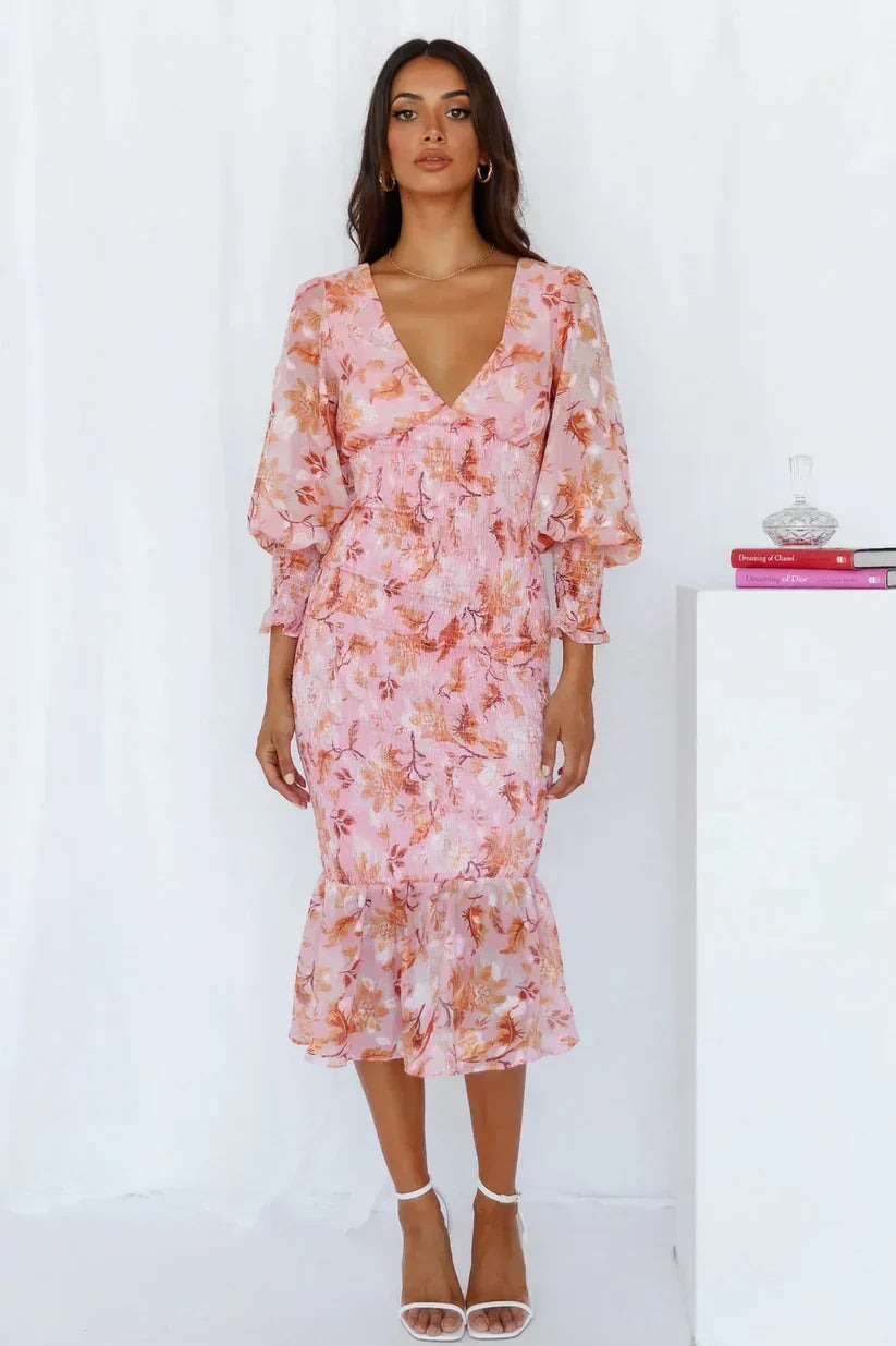 Floral Wedding Guest Midi Dress