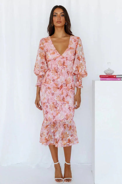 Floral Wedding Guest Midi Dress