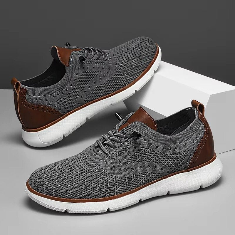 Men's Knit Derby Sneakers - Gray Brown