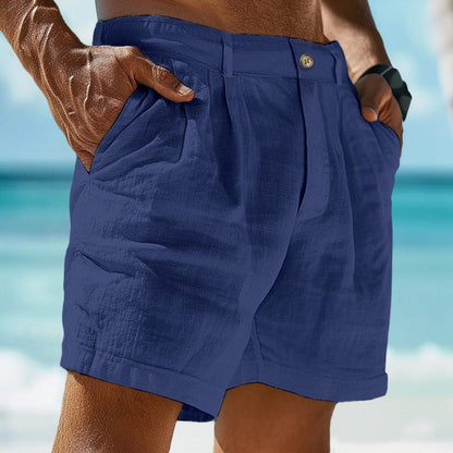 Casual Pleated Shorts - Dark Blue