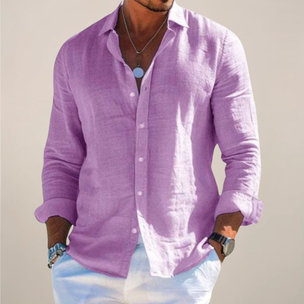 Long Sleeve Casual Shirt - Purple