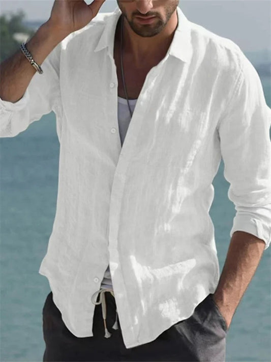 Long Sleeve Beach Shirt - White
