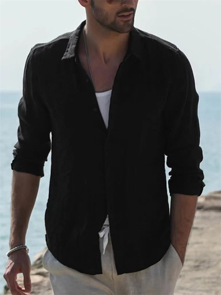 Long Sleeve Beach Shirt - Black