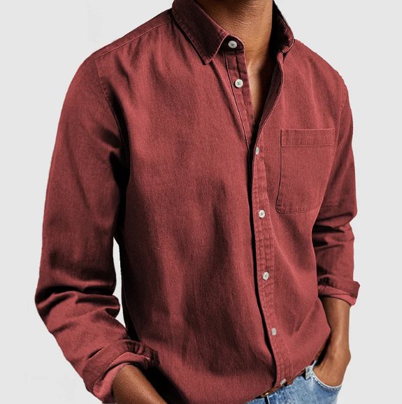 Men's Denim Shirt - Red