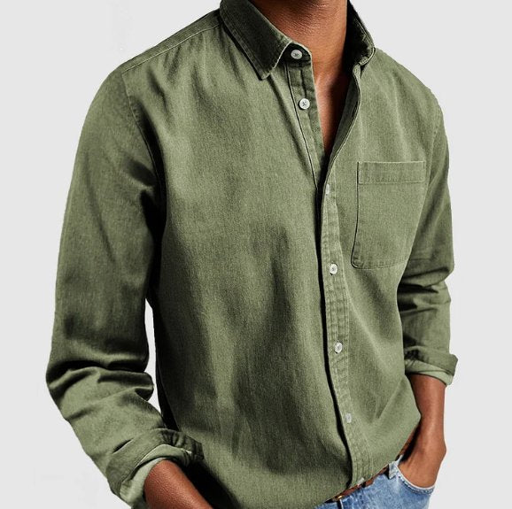 Men's Denim Shirt - Green
