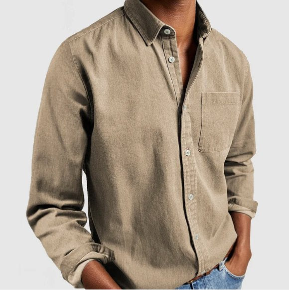Men's Denim Shirt - Beige