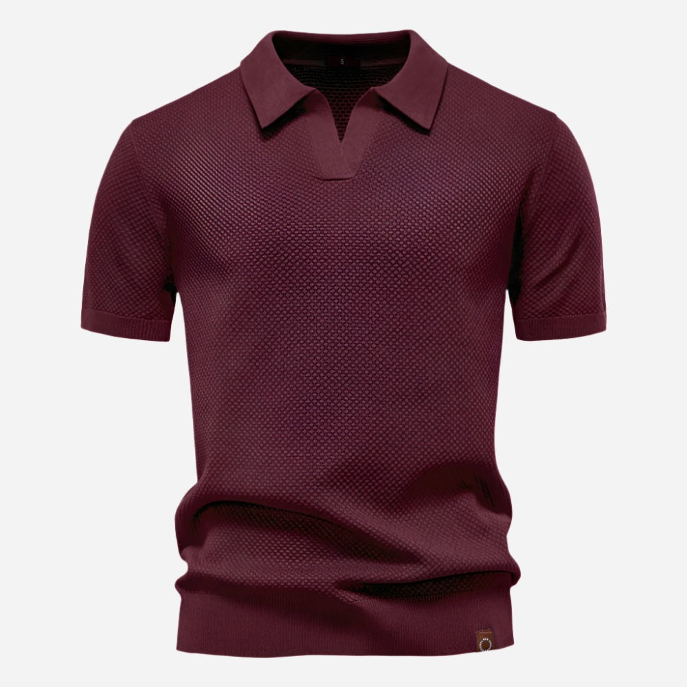 Short Sleeve Polo Shirt - Wine Red