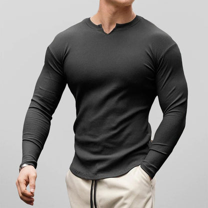 Fitted Long Sleeve T Shirt - Black