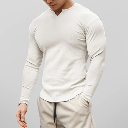 Fitted Long Sleeve T Shirt - White