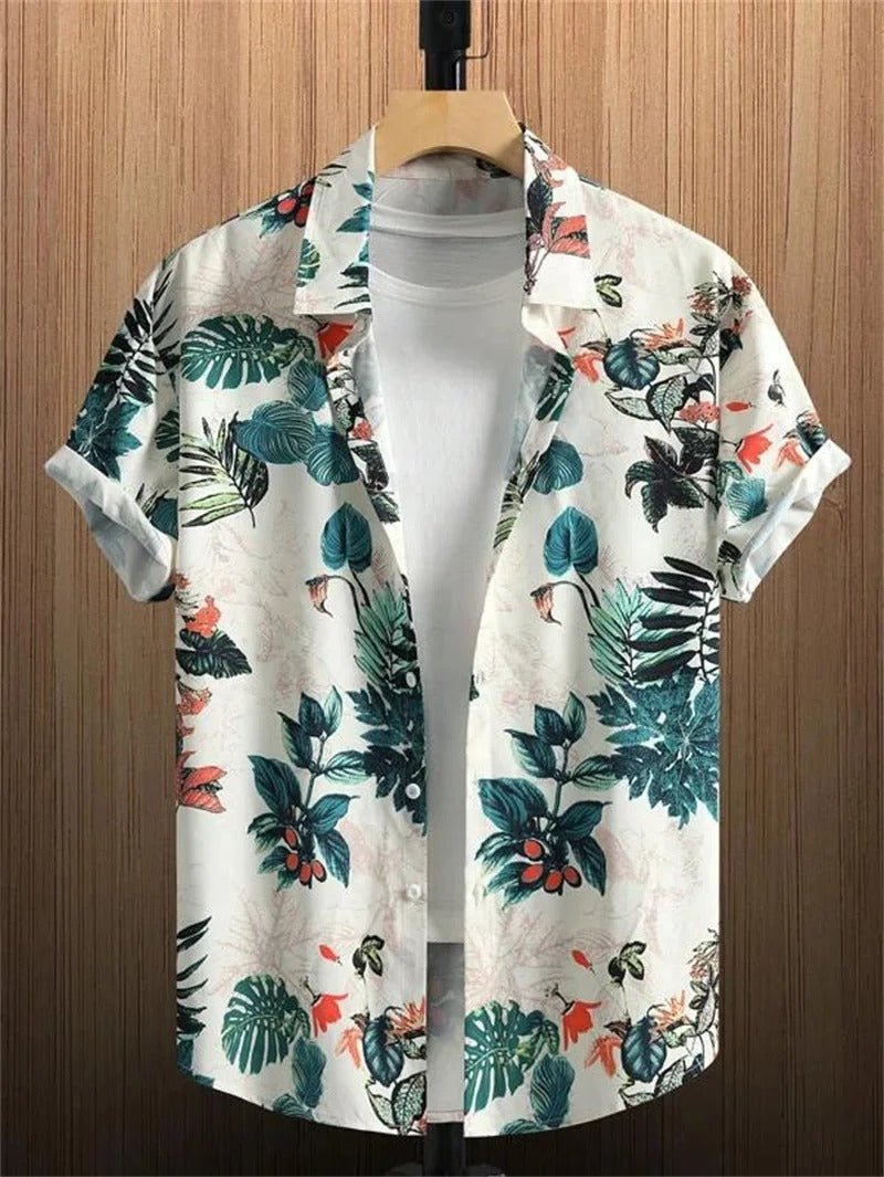 Men's Floral Shirt - White blue 2
