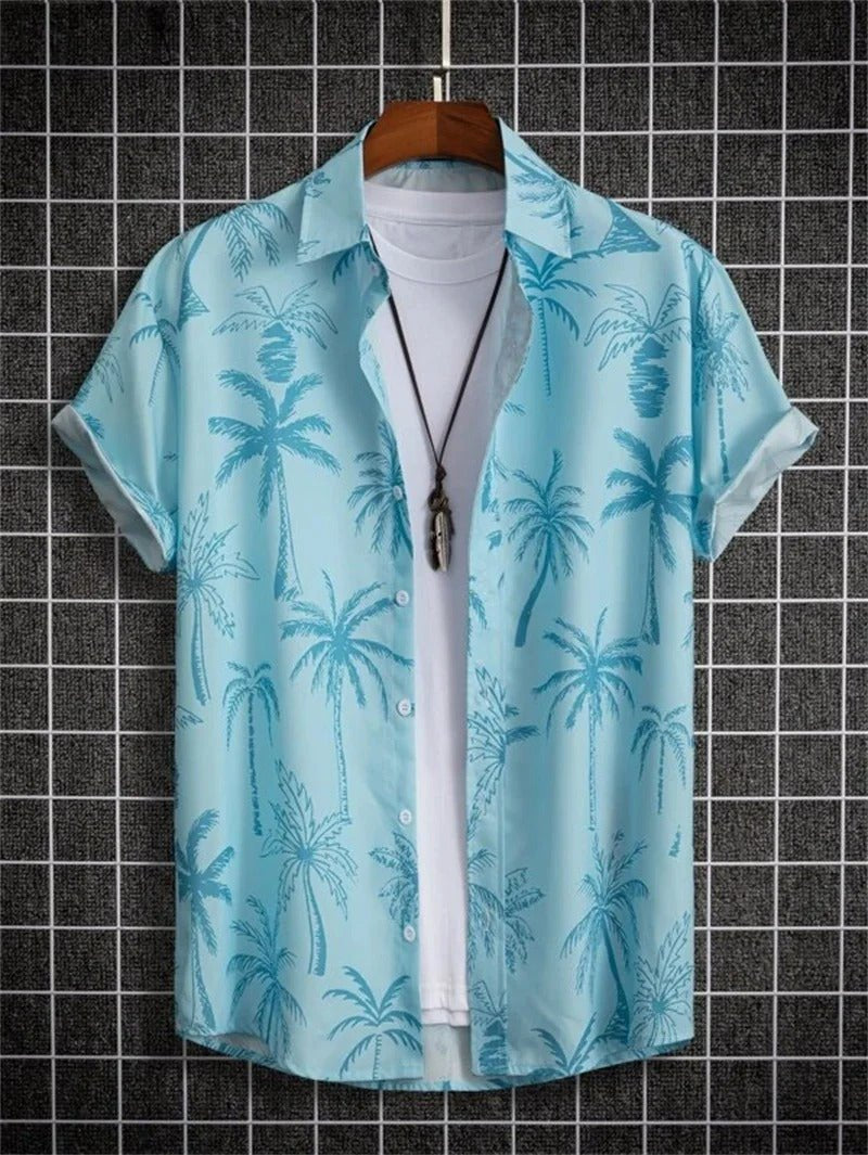 Men's Floral Shirt - Blue