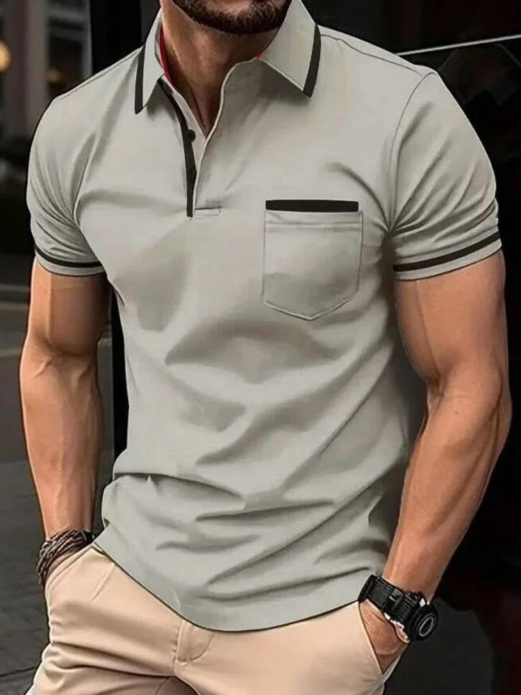 Short Sleeve Polo Shirt - Light Gray