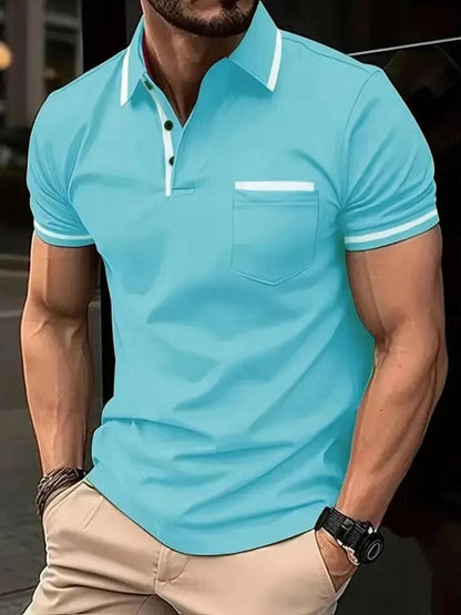 Short Sleeve Polo Shirt - Lake Blue