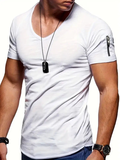 Slim Fit V Neck T Shirt - White