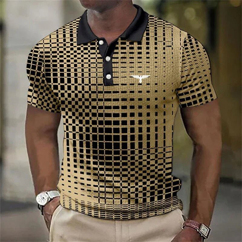 Men's Slim Plaid Polo Shirt - Yellow
