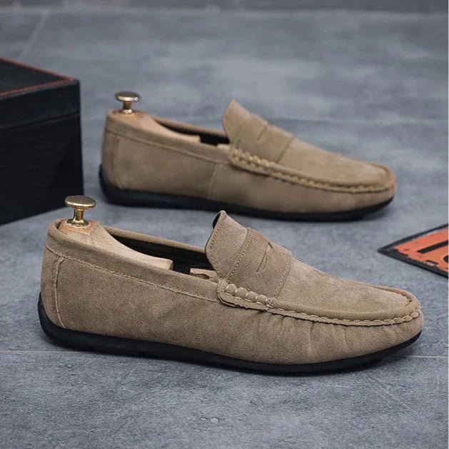 Men's Suede Penny Loafers - Khaki