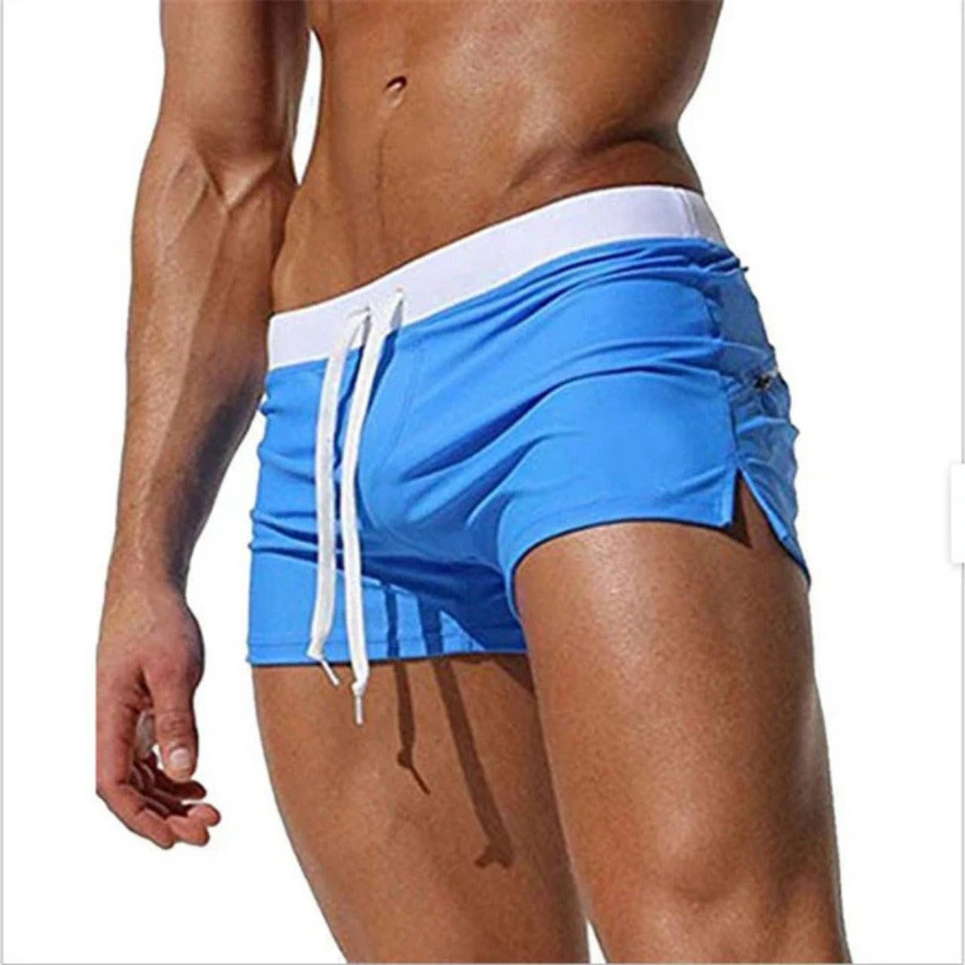 Square Cut Swim Trunks - Sky Blue