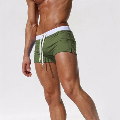 Square Cut Swim Trunks - Army Green