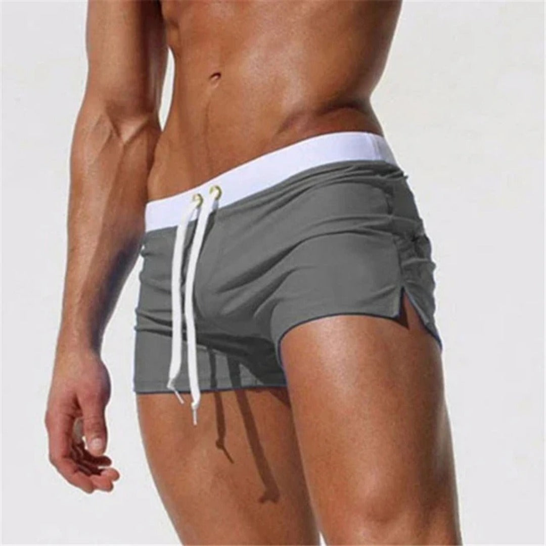 Square Cut Swim Trunks - Gray