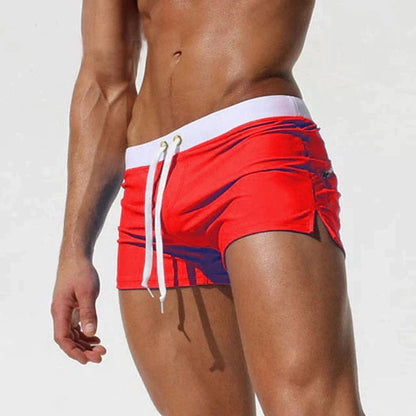 Square Cut Swim Trunks - Red
