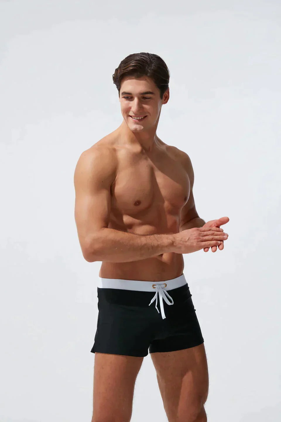 Square Cut Swim Trunks - Black