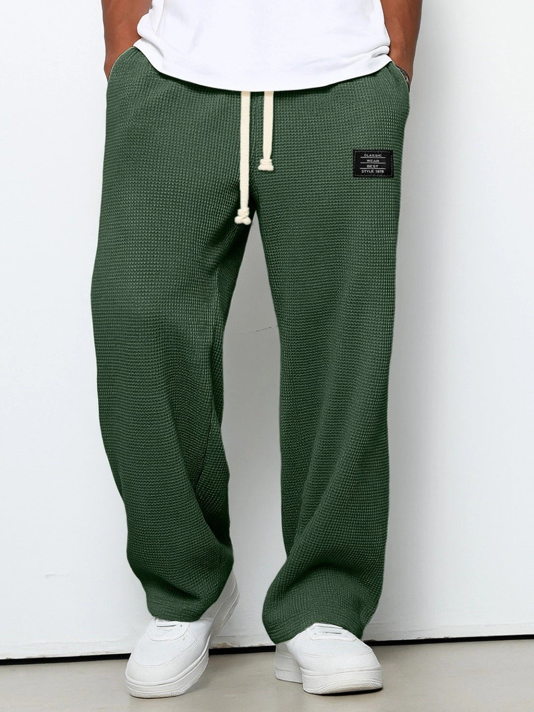 Men's Waffle-Knit Sweatpants - Dark Green