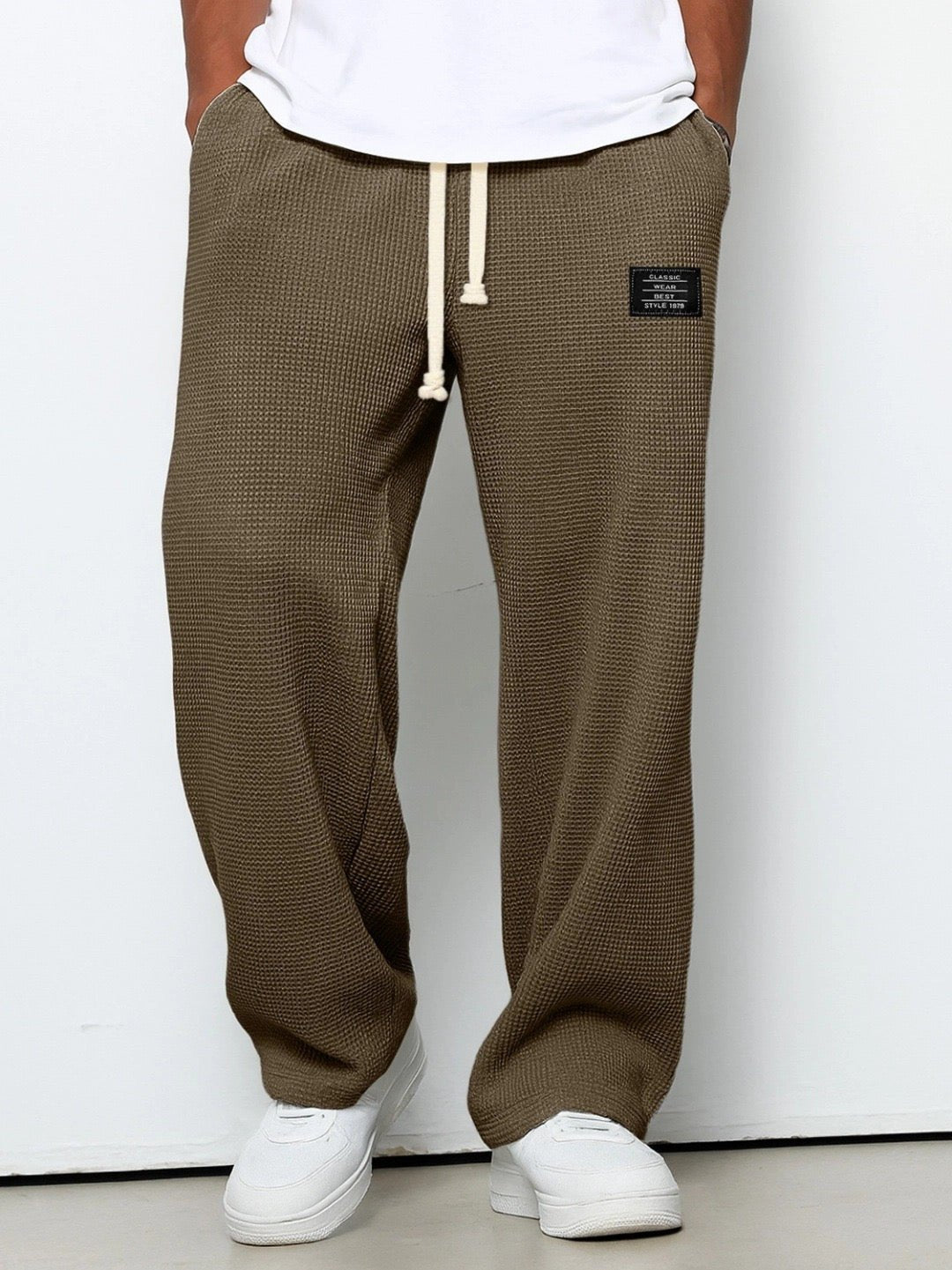 Men's Waffle-Knit Sweatpants - Dark Brown