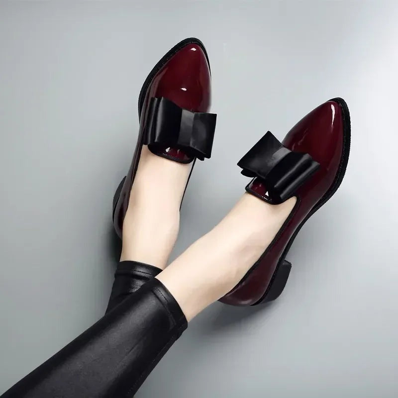 Bow Ballet Flats - Wine Red