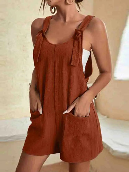 Sleeveless Summer Romper - Brown