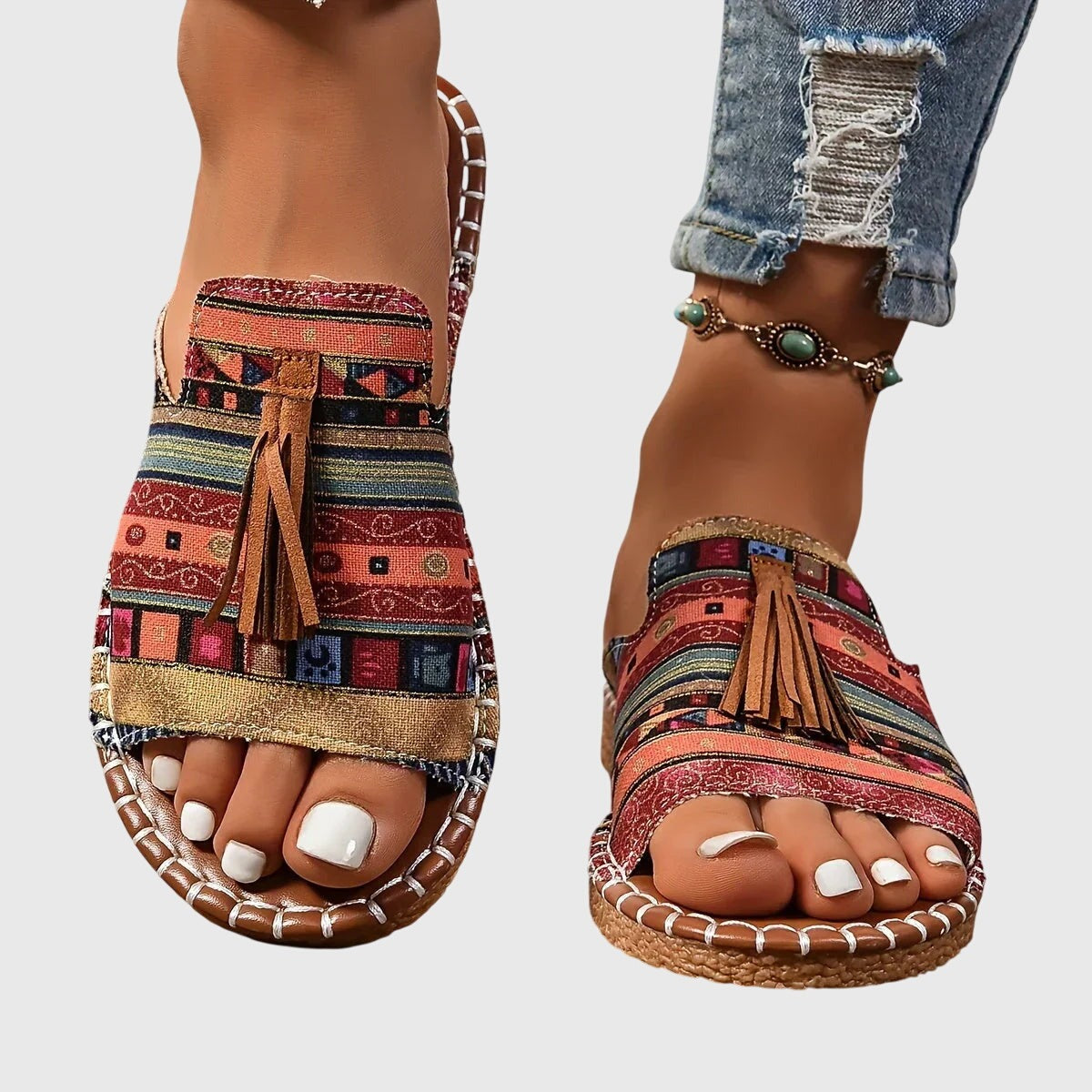 Boho Tassel Slide Sandals - Style 1