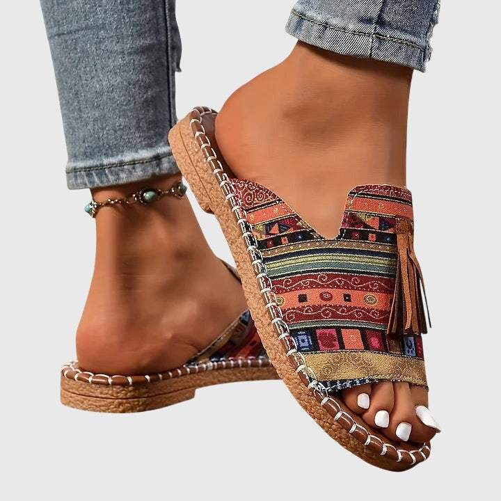 Boho Tassel Slide Sandals