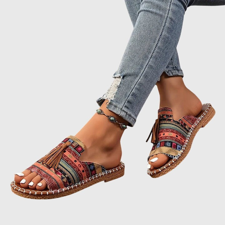 Boho Tassel Slide Sandals