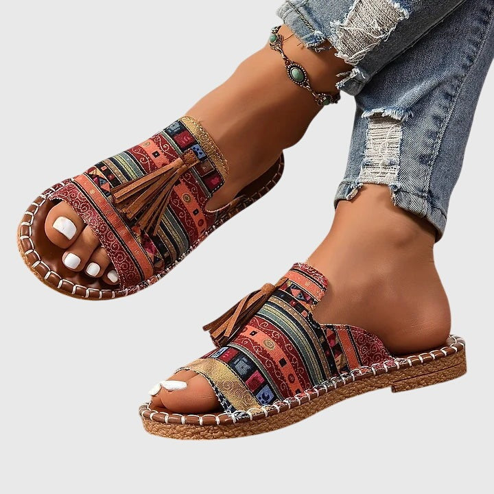 Boho Tassel Slide Sandals