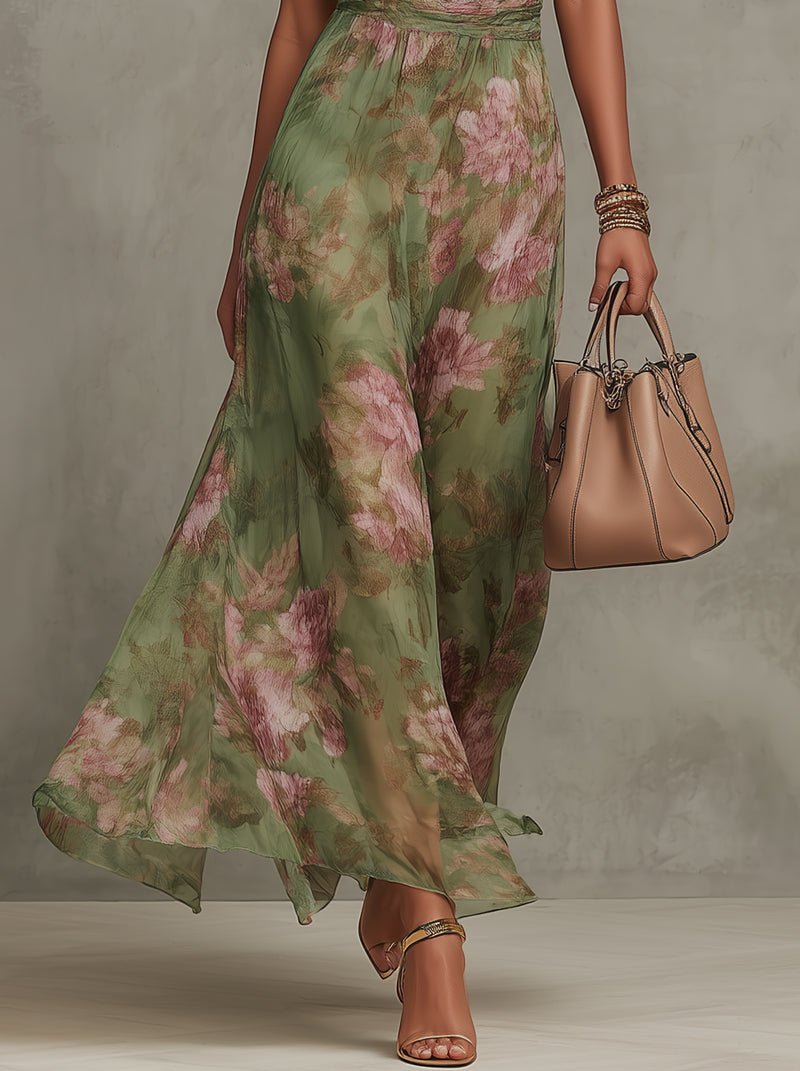 Women's Floral Halter Maxi Dress