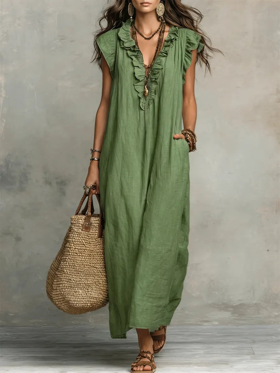 Boho Sleeveless Maxi Dress - Green