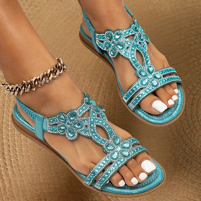 Rhinestone Bohemian Flat Sandals